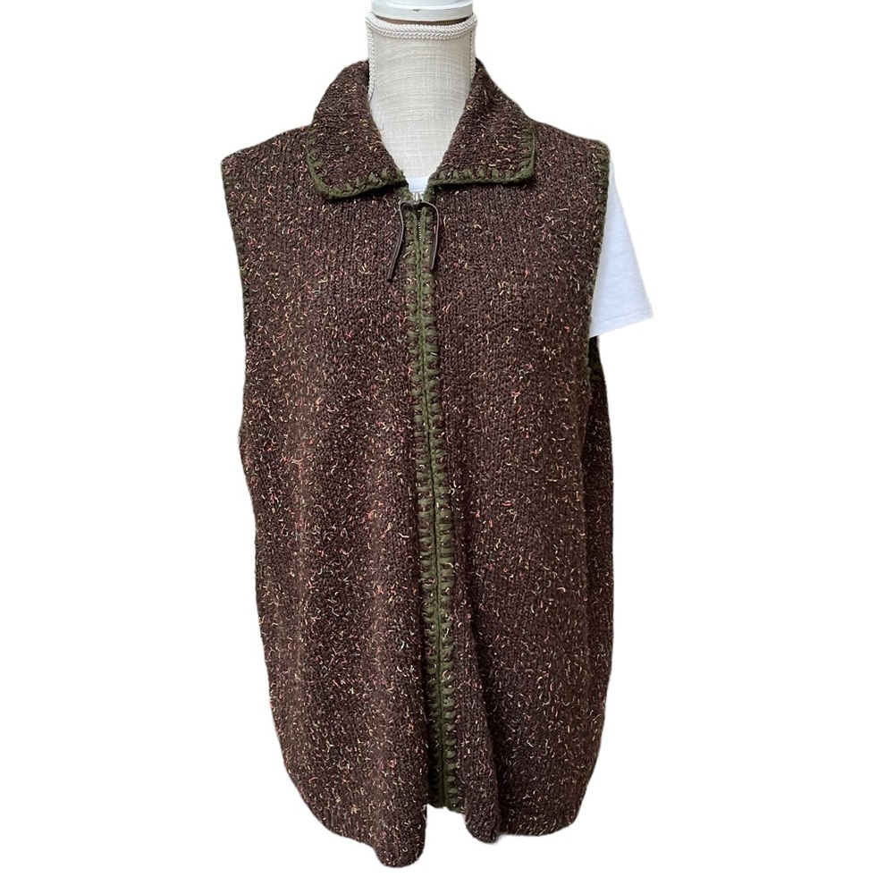 Erika Knitted‎ Brown Winter Vest Size: 1XL